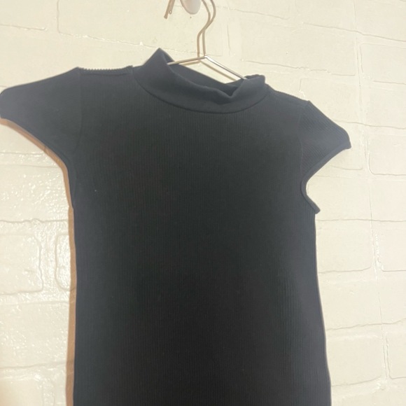PRETTYLITTLETHING Womens XS Black Bodycon Ribbed Mock Neck Dress Short SleeveNWT - Picture 2 of 7
